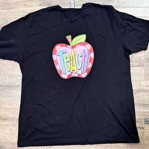 Next Level Apparel Black Tee with Apple Teach Design